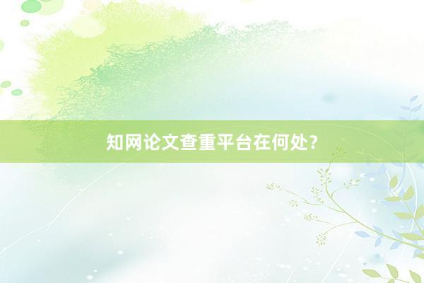 知网论文查重平台在何处？